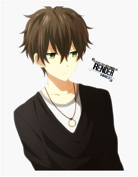 Male Anime Boy Brown Hair Green Eyes - Anime boy, brown hair, green eyes;