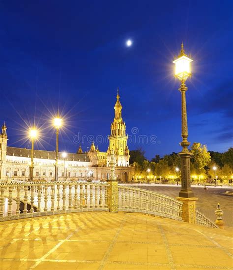 Plaza De Espana in Sevilla at Night Stock Image - Image of cityscape, renaissance: 109649255