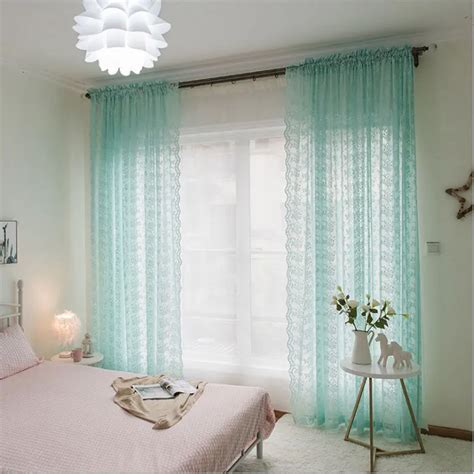 Lace Curtains Kitchen Window Rustic Home Decor White Sheer Curtains Flower Pattern long Tulle ...