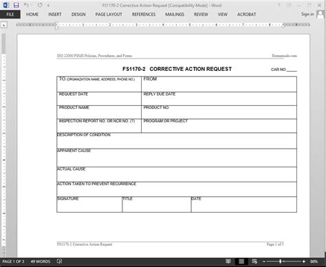 Corrective Action Report Template (2) | PROFESSIONAL TEMPLATES | Report template, Questionnaire ...