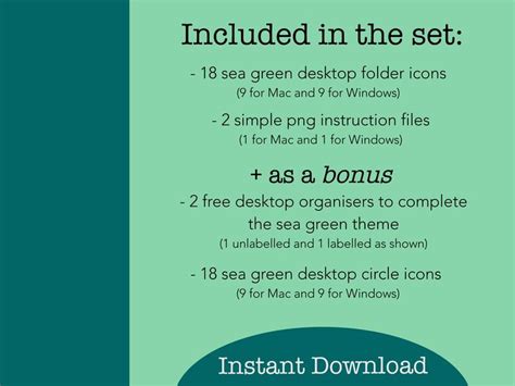 Sea Green Pastel Desktop Folder Icons for MacBook and WINDOWS Minimalist Desktop Icons, Pastel ...