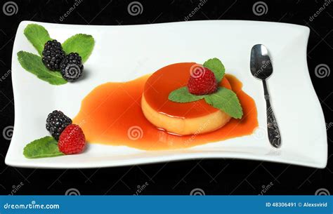 Creme Caramel stock image. Image of mint, leaf, lunch - 48306491