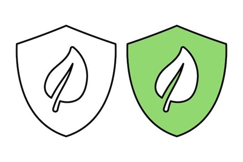 Free Vector | Shield With Leaf Outline And Filled Outline