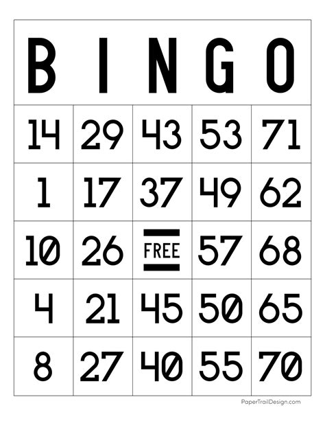 Free Printable Bingo Cards | Paper Trail Design