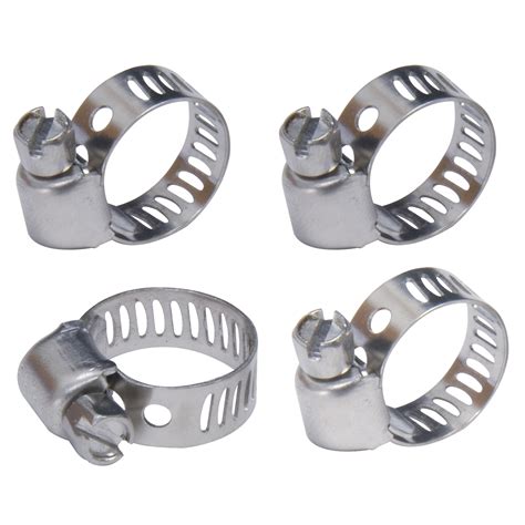 RoadPro 1/4" to 5/8" Adjustable Metal Hose Clamps, 4-Pack