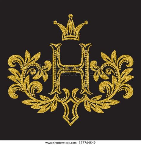 Golden Glittering Letter H Monogram Vintage Stock Vector (Royalty Free) 377764549 | Shutterstock