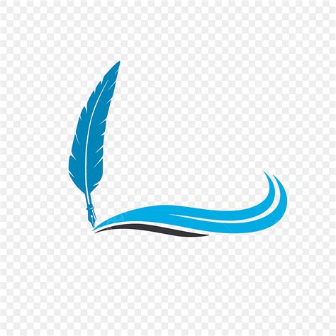 Quill Pen Clipart Transparent PNG Hd, Quill Feather Pen With Blue Wave Vector Logo Design ...