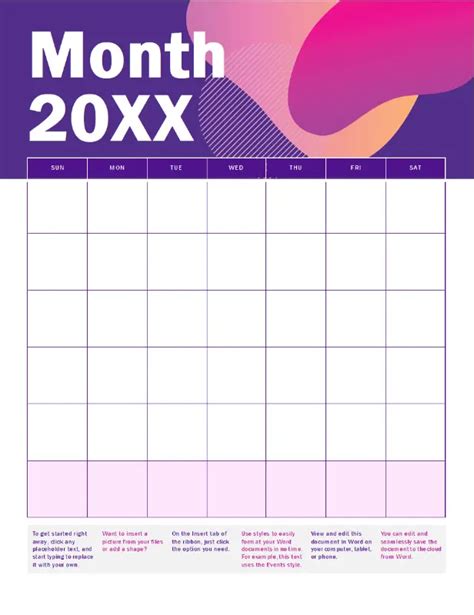 Blank calendar templates | Microsoft Create