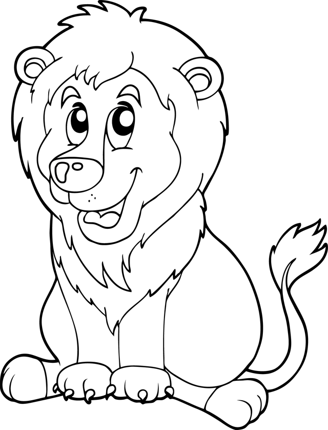 Coloriage : un lion assis - Turbulus, jeux pour enfants