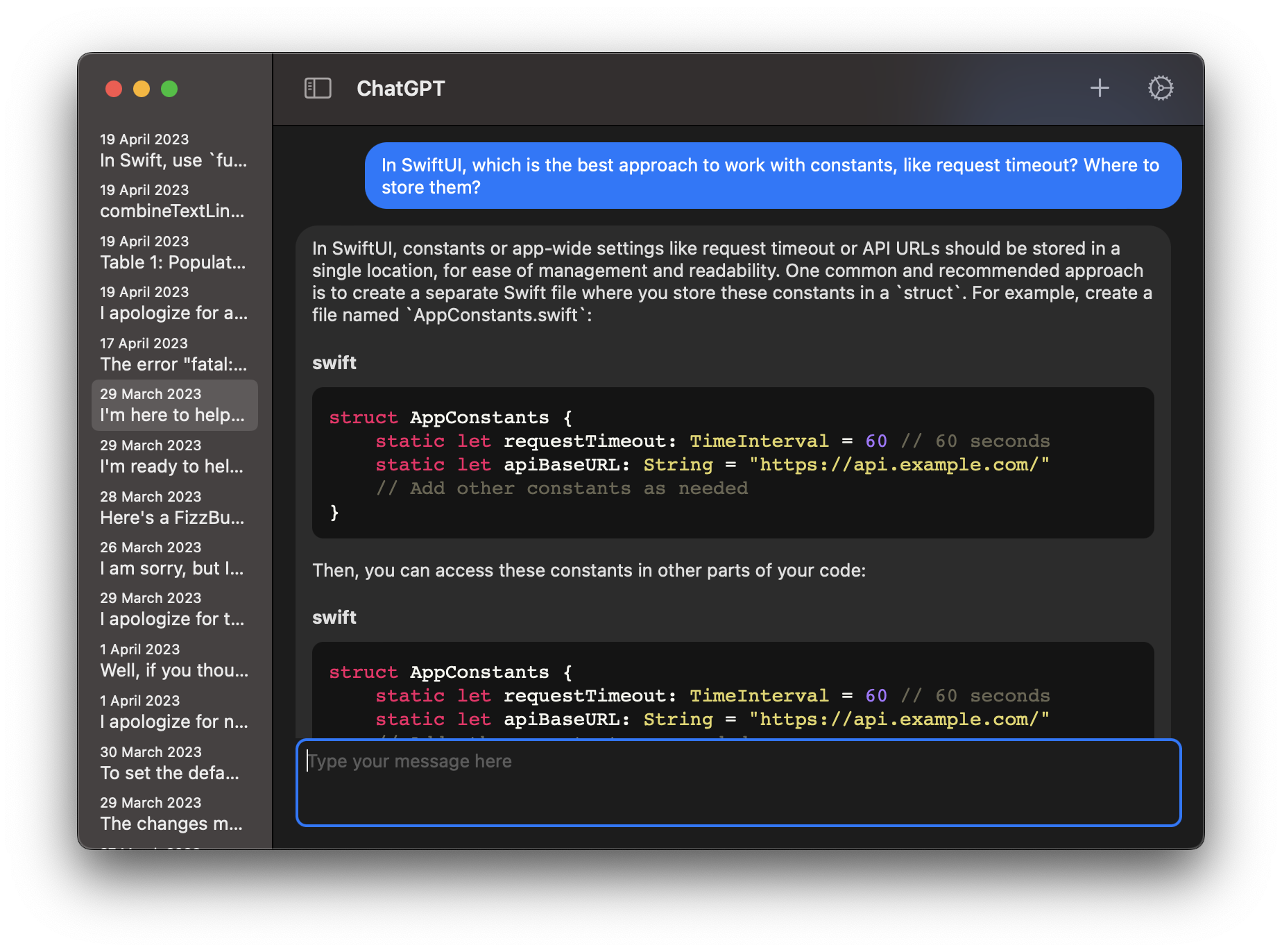 Syntax highlighting in dark mode