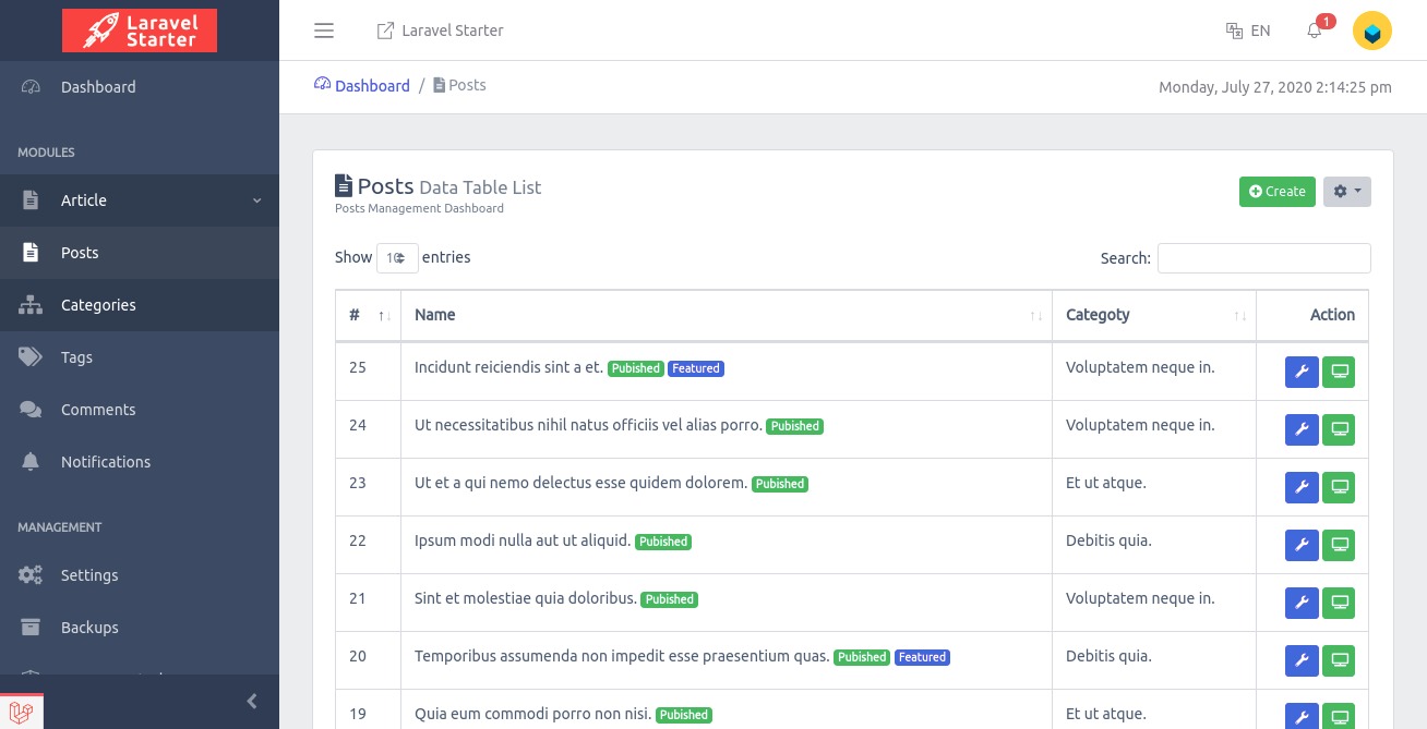List-Posts-Laravel-Starter