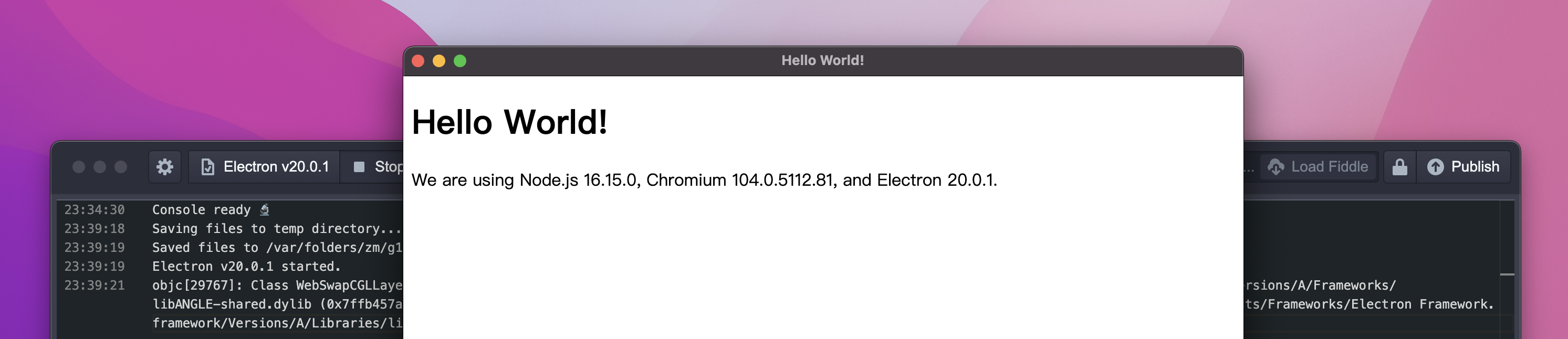 Screenshot: Electron App running