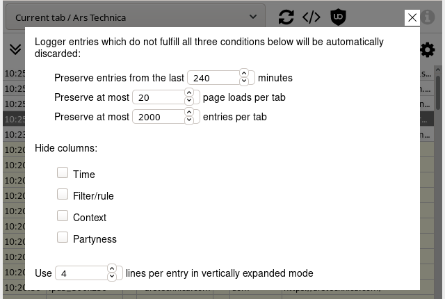 settings dialog