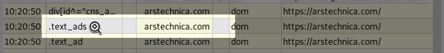 mouse over log in active column