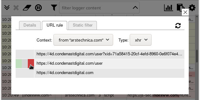 URL rule tab in details dialog