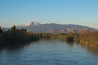 Mount Ossa viewed from Pineios bridge in Larissa