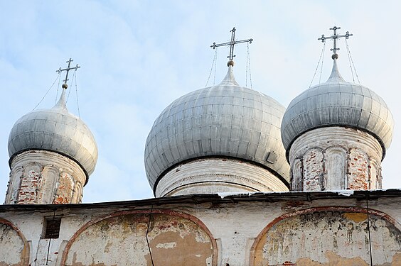 The domes of the cathedral of The Icon of Our Lady of the Sign, Novgorod