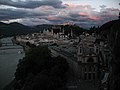 View from the Mönchsberg over Salzburg, Austria