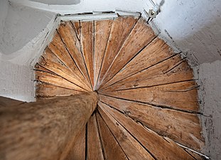 Tudor staircase, Madingley Hall, from below