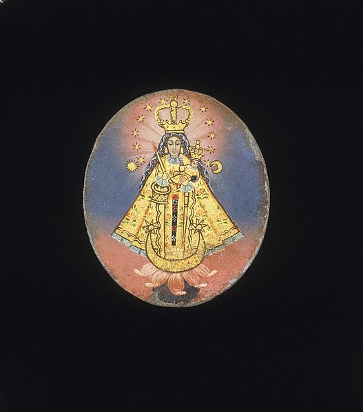 File:Painted MedallionRecto- Virgin of CopacabanaVerso- Crucifixion with the Virgin of Sorrows, Mary Magd... - Google Art Project.jpg