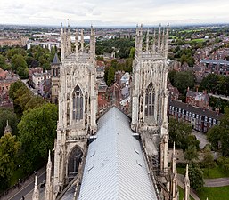 York Minster's West towers from the central tower