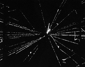 A proton-antiproton collision at 540 GeV, UA5 experiment, CERN