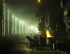 Third place: Steam locomotives of the Chicago & Northwestern Railway in the roundhouse at the Chicago, Illinois rail yards in 1942. Jack Delano (PD-USGov)