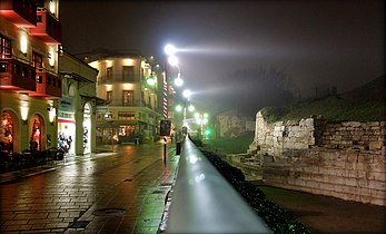 sidewalk beside the First Ancient theatre