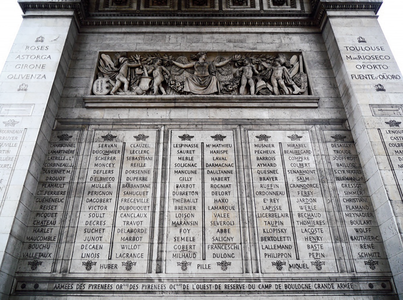 The name of General Marbot on the western pillar of the Arc de Triomphe