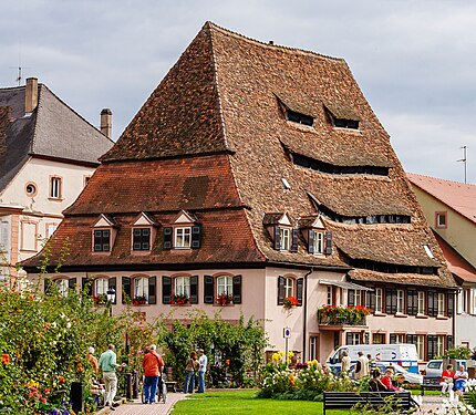 Steep hipped roof of the salthouse in Wissembourg