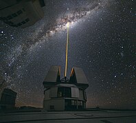 First place: In mid-August 2010 ESO Photo Ambassador Yuri Beletsky snapped this amazing photo at ESO’s Paranal Observatory. A group of astronomers were observing the centre of the Milky Way using the laser guide star facility at Yepun, one of the four Unit Telescopes of the Very Large Telescope (VLT). (POTD) – Credit: Yuri Beletsky (ESO). (ESO - CC-BY-SA-3.0)