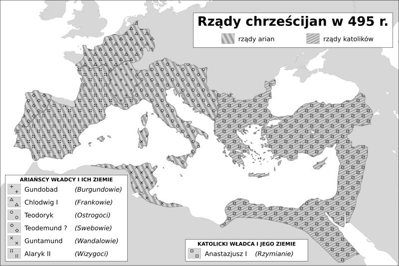 File:Christian states 495 AD (pl).svg