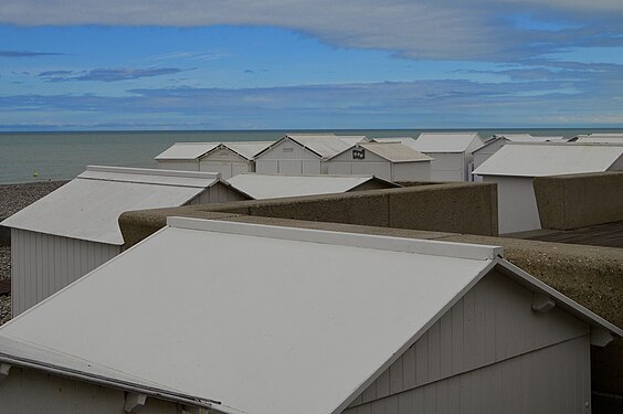 Roofs of beach huts in Mers-les-Bains, France