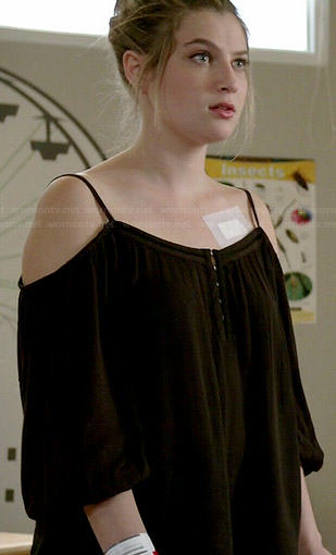 Kara's black cold shoulder top on Red Band Society