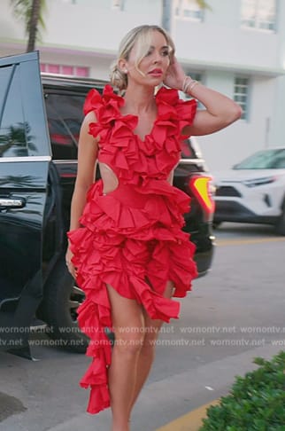 Nicole's red ruffle mini dress on The Real Housewives of Miami