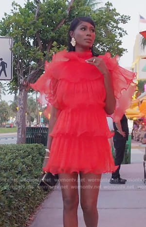 Kiki's red ruffle mini dress on The Real Housewives of Miami