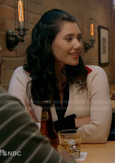 Violet's ribbed colorblock polo top on Chicago Fire