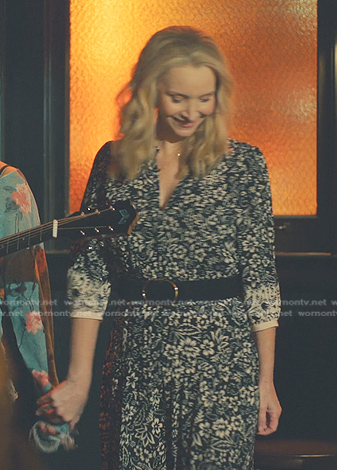 Lydia's black floral dresss on No Good Deed