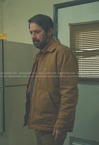 Paul's camel brown jacket on No Good Deed