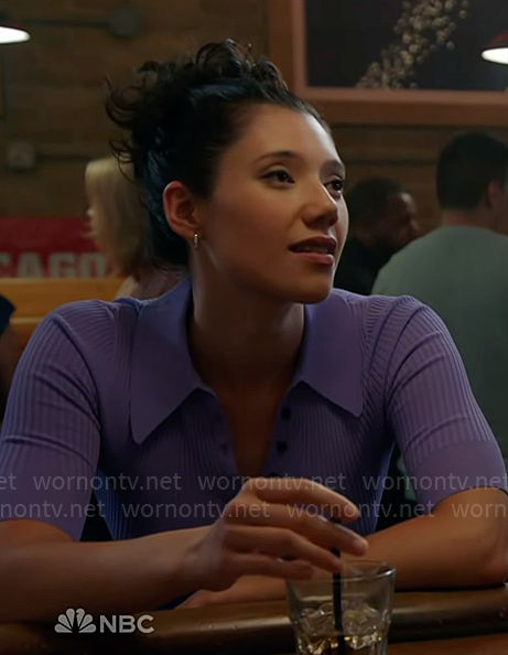 Violet's purple polo top on Chicago Fire