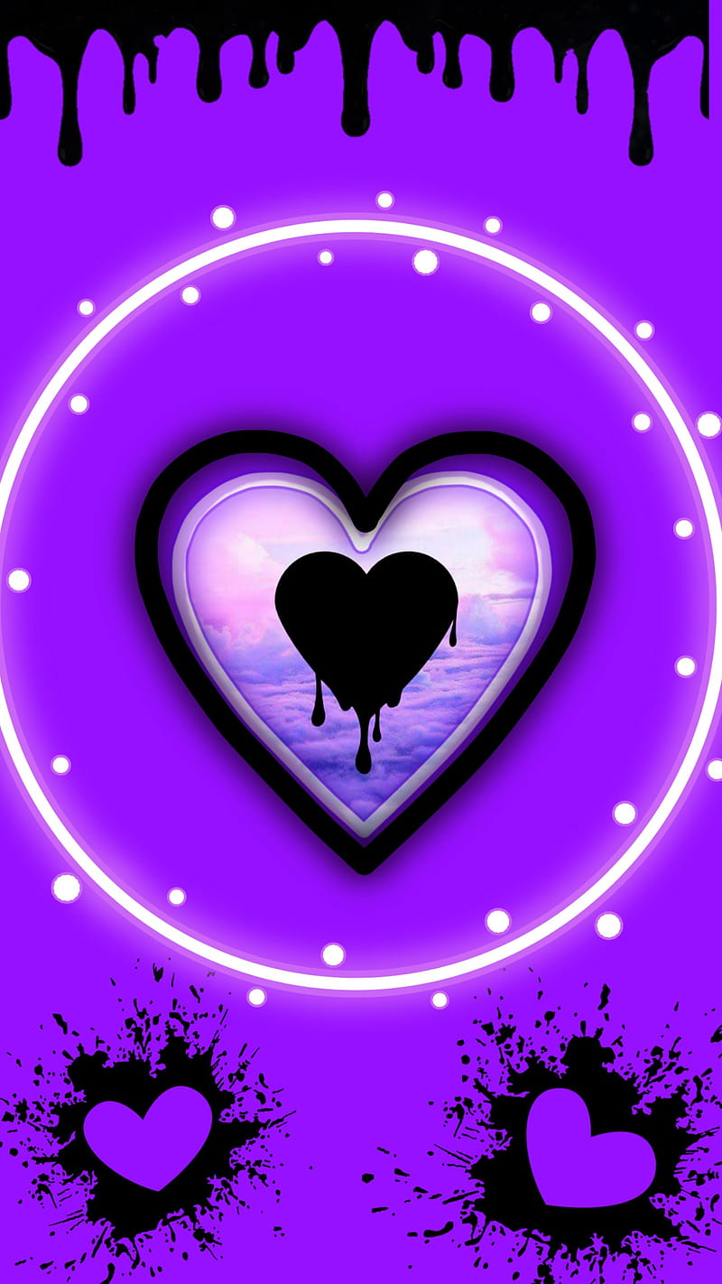 1920x1080px, 1080P free download | Purple hearts, black, HD mobile ...