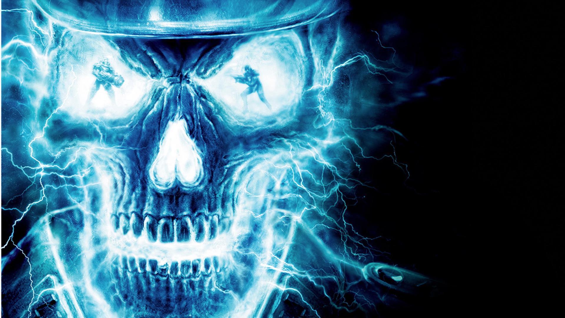 Chromebook Blue Flame Skull Wallpaper