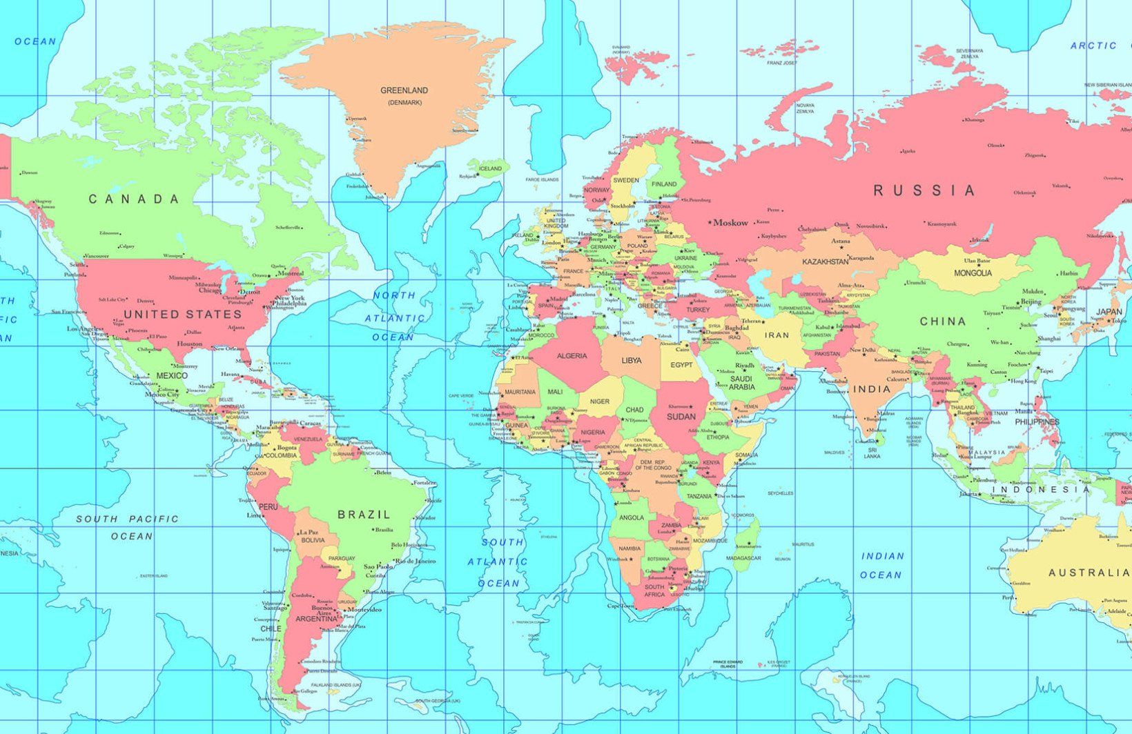 World Map Countries And Capitals - United States Map