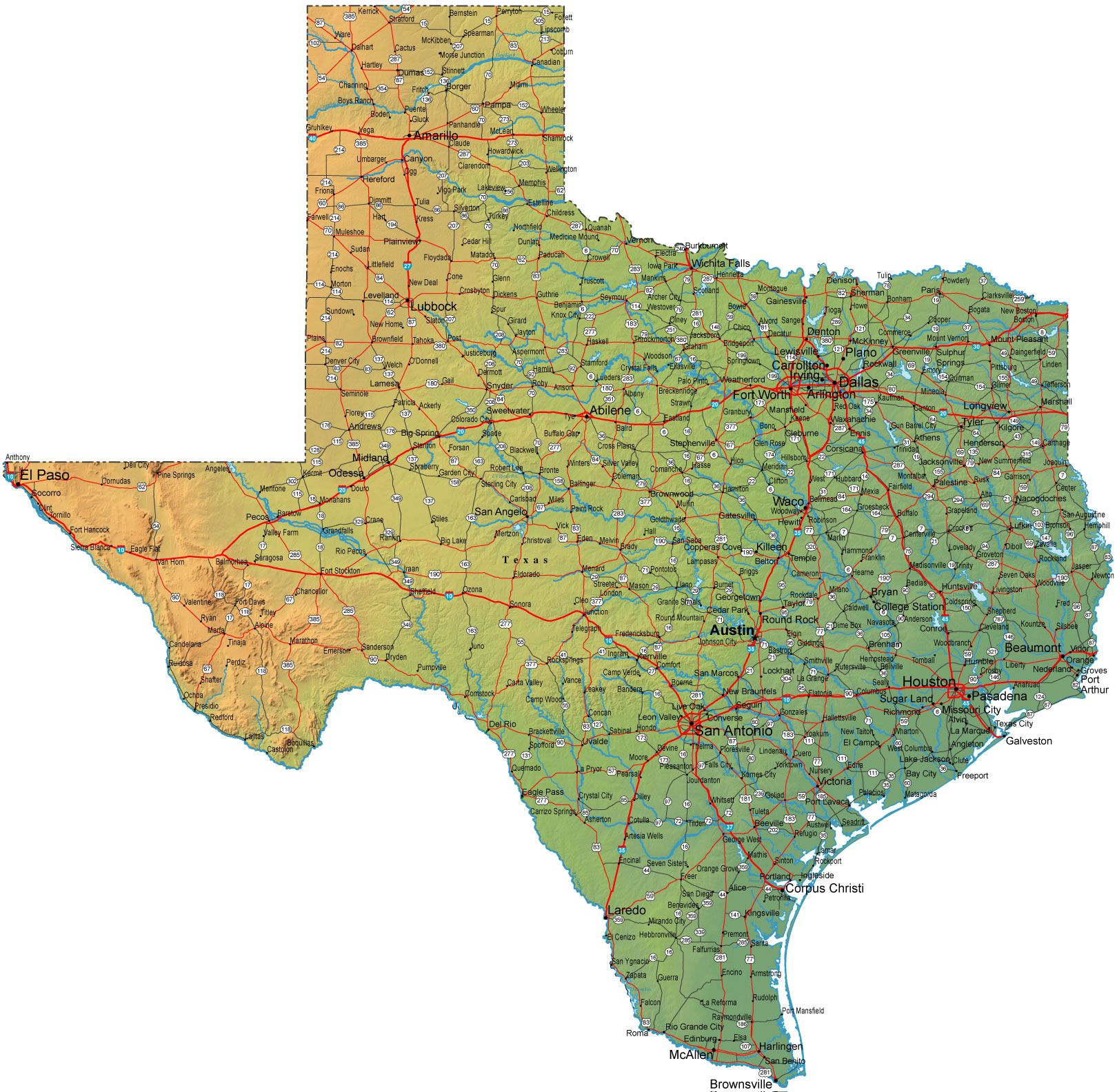 Álbumes 104+ Foto Mapa De Texas Con Ciudades Y Pueblos Alta Definición ...