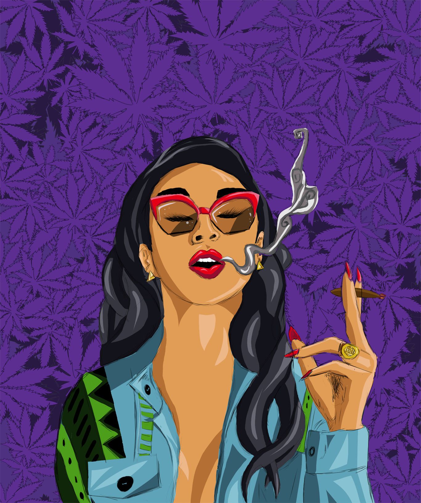 Girl Smoking Weed Cartoon