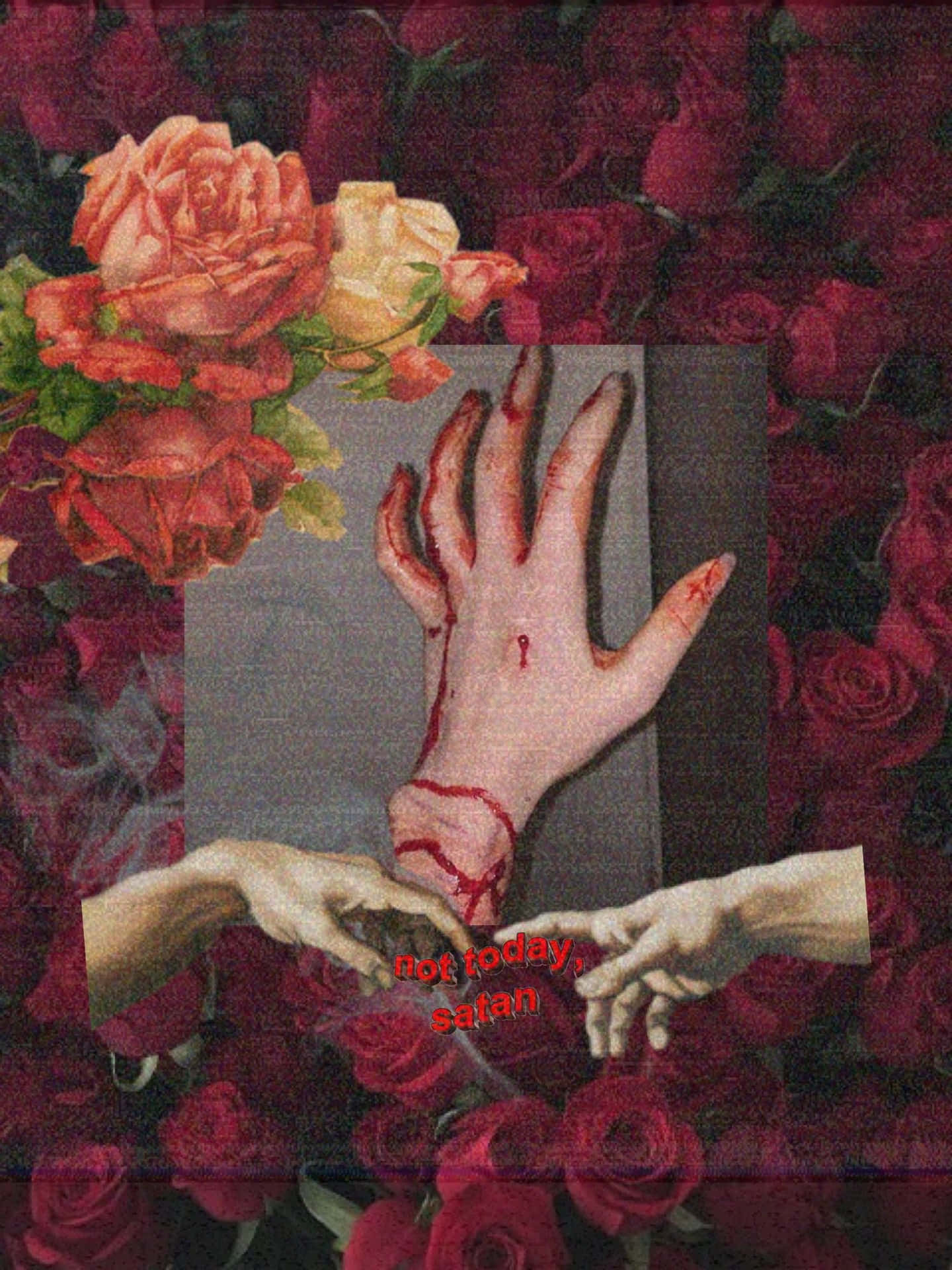 Blood Aesthetic Creepy Hands Flowers Wallpaper