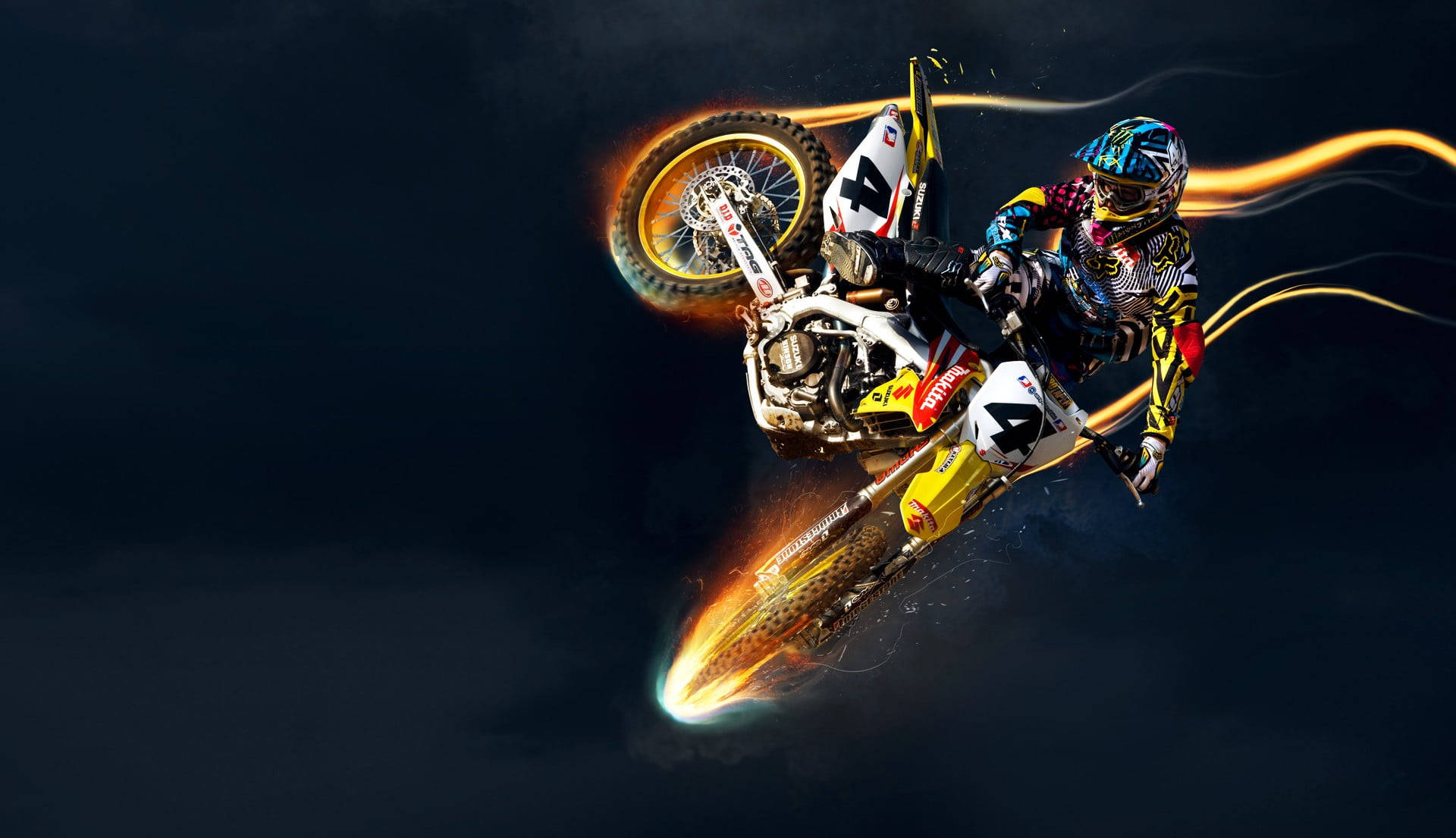 Flaming Dirt Bike Wallpaper