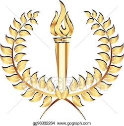 EPS Illustration - Torch flames gold laurel logo. Vector ...