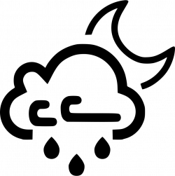 Cloud Wind Windy Rain Raining Moon Night Svg Png Icon Free Download ...