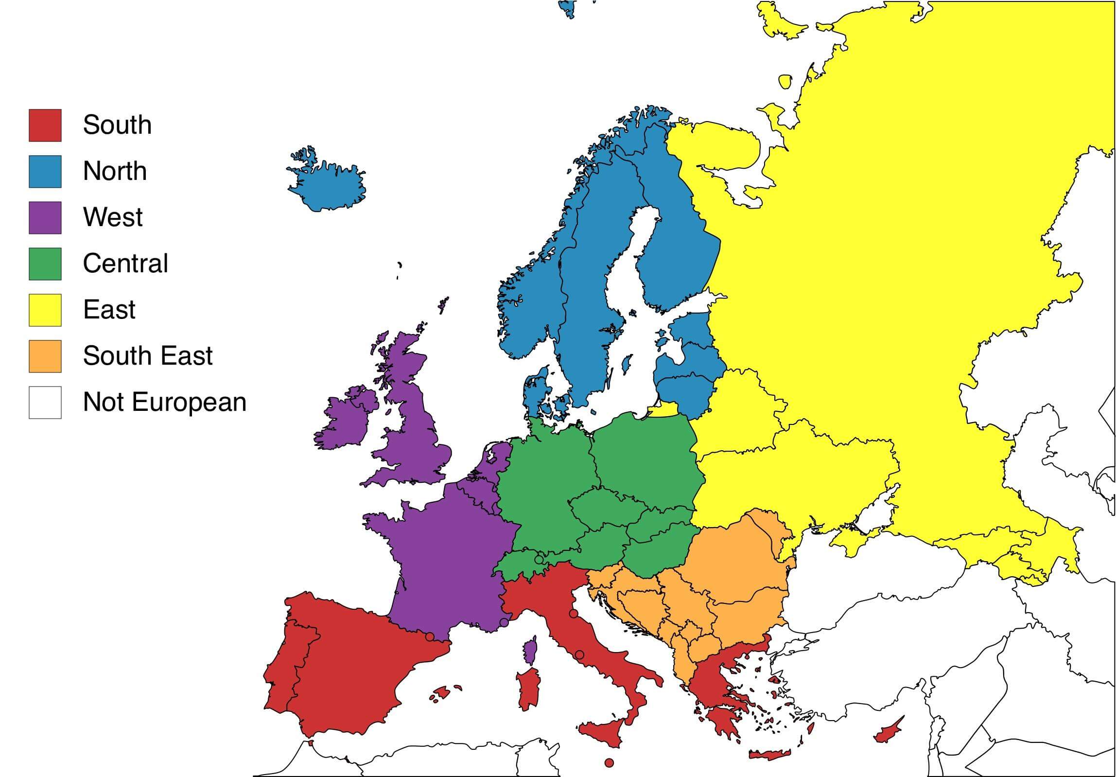 Regions Of Europe Continent Map Geography - Gambaran